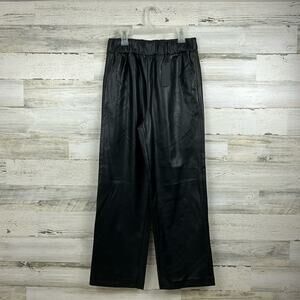 Blank NYC womens sz small elastic waist black vegan leather wide leg pants new